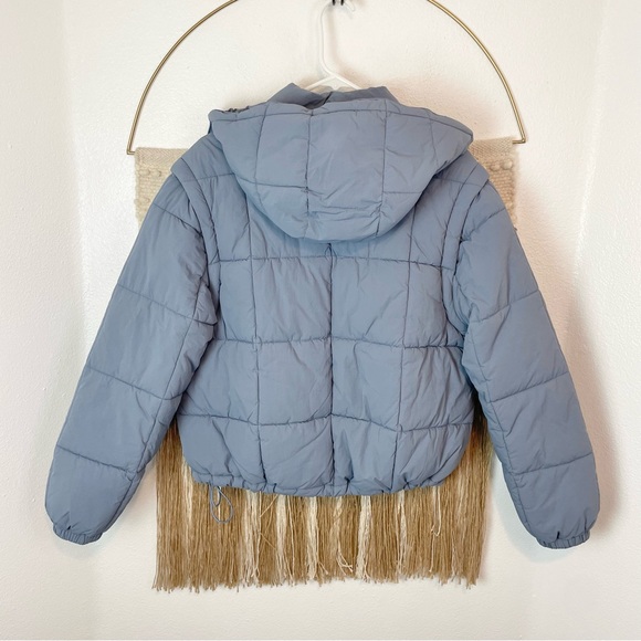Madewell Modular Quilted Crop Puffer Jacket Teapot Blue S - Picture 9 of 10